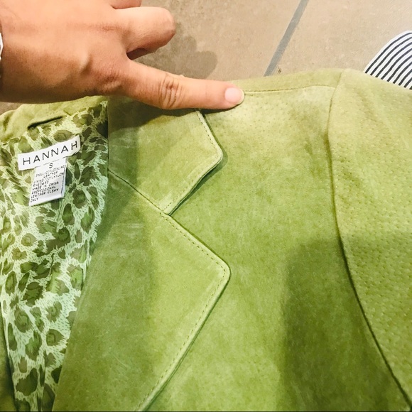 ⭐️🌟Hannah Green Leather Peplum Jacket Sz S - Picture 11 of 11